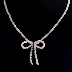 NWOT Dainty Pink Ballet Princess Beaded Choker Coquette Classy Bow Necklace